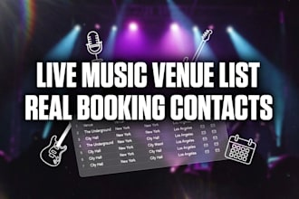provide verified music venue contacts for artists and bands