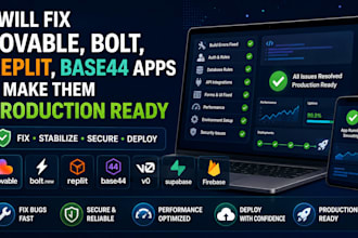 fix lovable bolt replit base44 app bugs and make it production ready