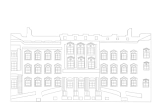 draw building and house landscape line art