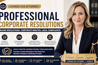 draft corporate resolutions for financing, banking, and governance