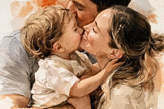 custom watercolor family portrait