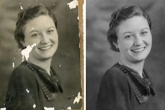 restore old photo, repair tears, scratches, colorize and damage on old pictures