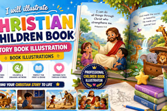 illustrate christian children book, story book illustration, book illustrations