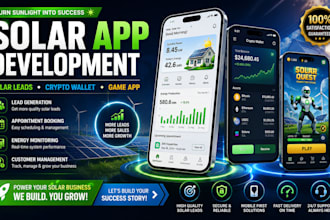 mobile solar panel app development, solar leads, crypto wallet app, game app