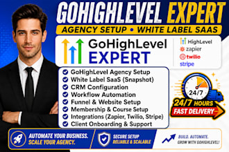 build gohighlevel agency setup, white label saas, CRM and automation expert