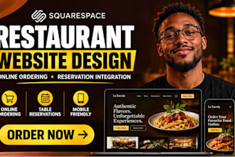 design squarespace restaurant online ordering reservation integration website