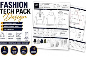 design a complete apparel tech pack for fashion production