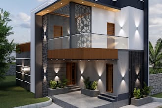 design a modern house exterior with sketchup and enscape