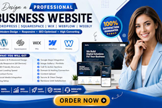 design a professional wordpress squarespace wix webflow weebly business website