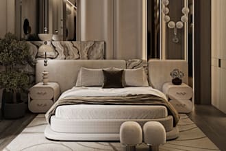 create  realistic 3d luxury bedroom interior design and rendering