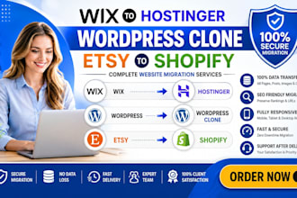 migrate wix to hostinger copy clone wordpress etsy to shopify website migration
