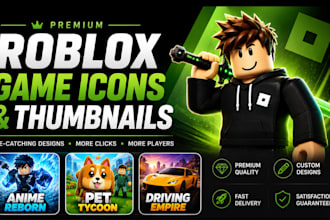 design premium roblox game icons and thumbnails