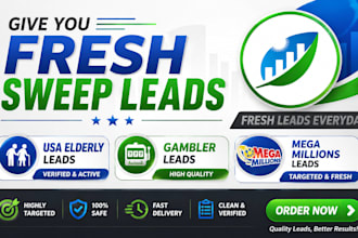 give you fresh sweep leads, usa elderly leads, gambler mega millions leads