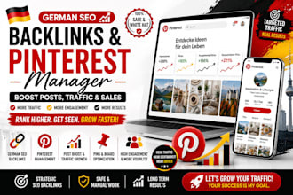 do german SEO backlinks pinterest manager boost post and traffic and pins board