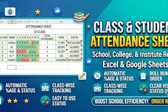 create professional excel attendance sheet and attandance trackers