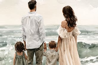 make watercolor family portrait