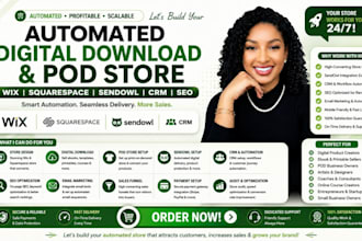 build automated wix squarespace digital download pod store rank seo sendowl CRM