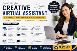 be your website virtual assistant and creative assistant for website develoment