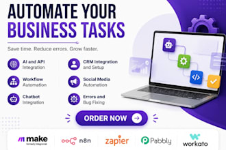 automate your business workflows using zapier, pabbly, make com, n8n ai agent