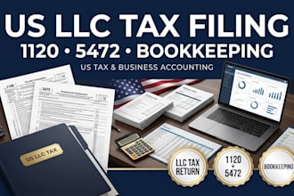 us llc tax return, 1120, 5472, sales tax, bookkeeping and US tax filing as CPA