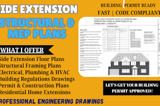 draft side extension plans structural  and mep engineering  drawings