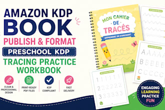 amazon kdp book publish, format, preschool french KDP tracing practice workbook