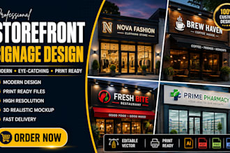 design modern storefront signage, shop sign and outdoor business sign