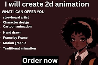 create 2d animation storyboard art and a character design