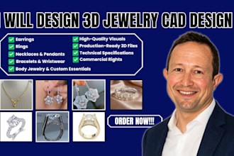 do 3d jewelry cad design for 3d printing, casting 3d modeling and rendering