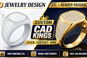 do 3d jewelry cad design in stl for 3d printing and jewelry rendering