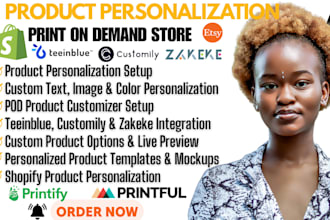 setup shopify teeinblue customily zakeke product personalization etsy pod store