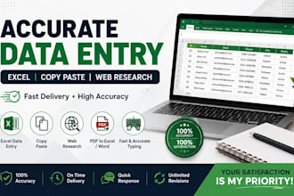 accurate data entrycopy paste exel and web researsh