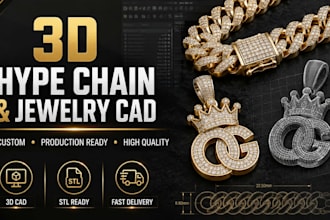 professional 3d cad jewelry product designer custom hype chain, turnover chain