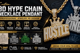 design custom 3d hype chain necklace pendant  jewelry 3mf stl for 3d printing