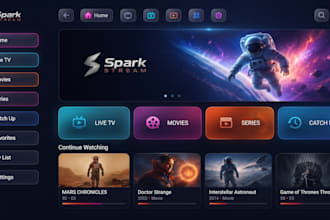 develop iptv app, live streaming app, vod app and ott platform with admin panel