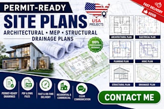 do permit ready site plans, architectural mep drawings, drainage plan in USA