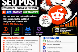 do reddit seo post ecommerce business website ai app product link promotion