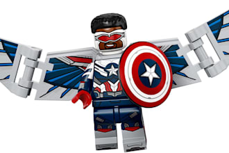 design 3d lego minifigure,lego house,lego car, toys, custom lego model for print