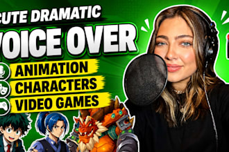 record character video game anime cartoon voice over with natural voices