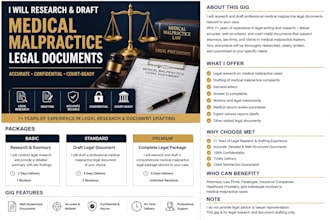 research and draft medical malpractice legal documents