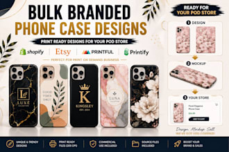 design bulk branded phone case for printful shopify  esty print on demand store