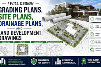design grading plans, site plans, drainage plans, and land development drawings