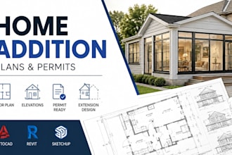 draw home addition plans, residential extension drawings and permits