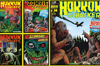 draw 70s 80s horror movie music halloween retro vintage comic poster design