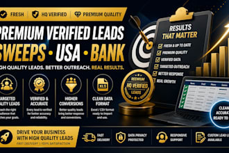 deliver fresh HQ verified premium sweeps leads, USA sweeps lead, bank leads