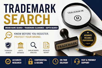 conduct trademark search, brand name search, trademark clearance, uspto search