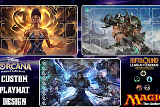 design custom mtg playmat, yugioh, deskmat, anime fantasy, tcg playmat design