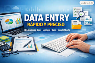 haré tareas de data entry, verificación de información y asistencia virtual