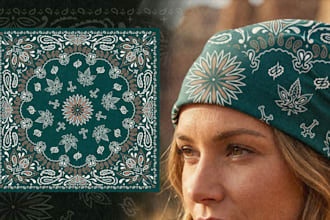 create custom bandana, scarf and repeat pattern design