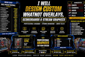 design custom whatnot overlays, scoreboards and stream graphics